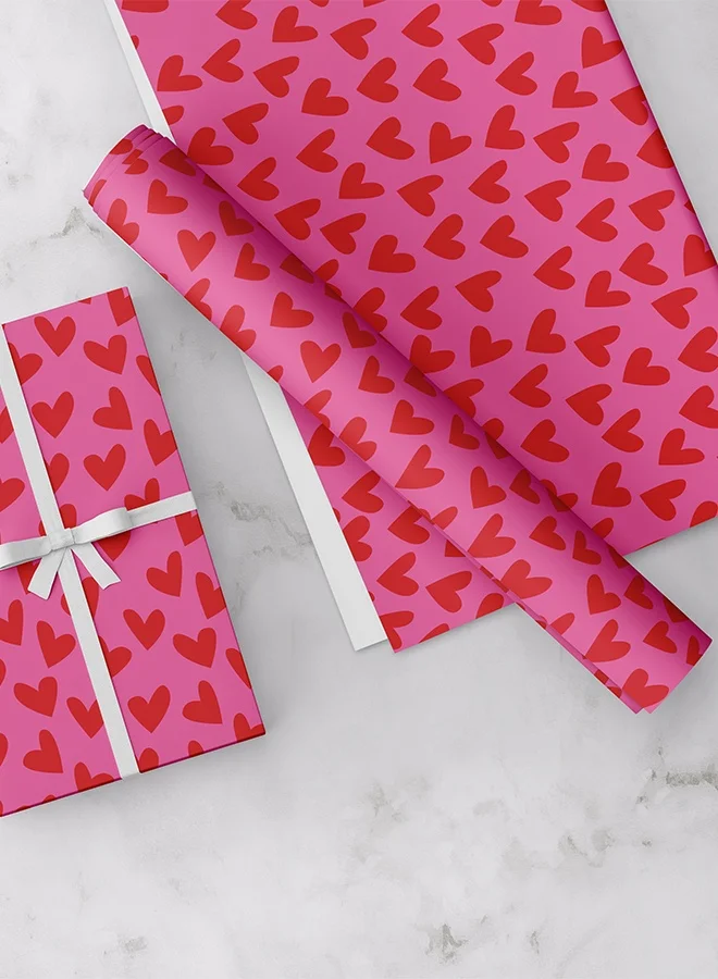 شير ذا لوف  ورق تغليف بالقلوب الصغيرة الوردية